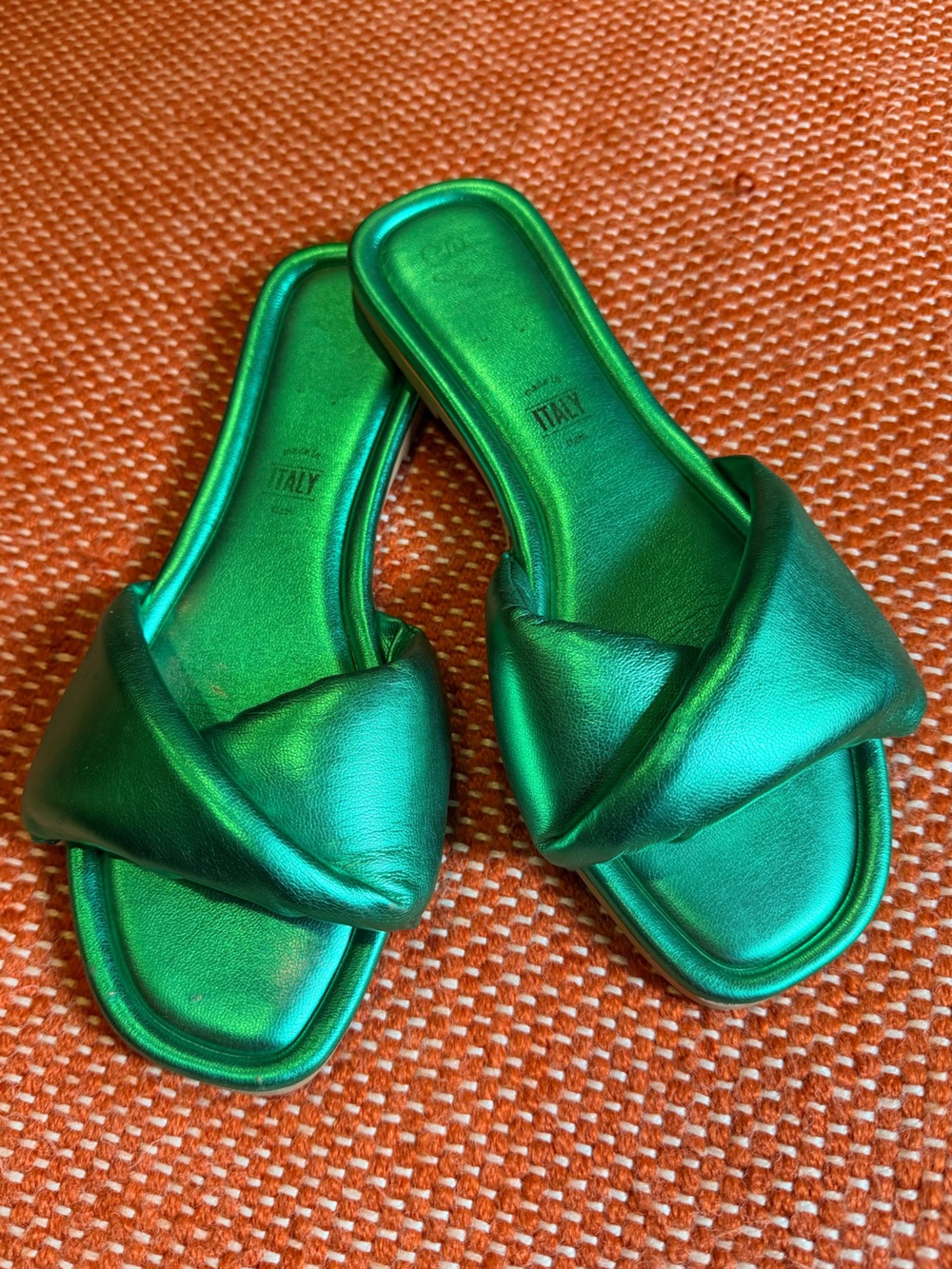 Seychelles Metallic Green Slide Sandals